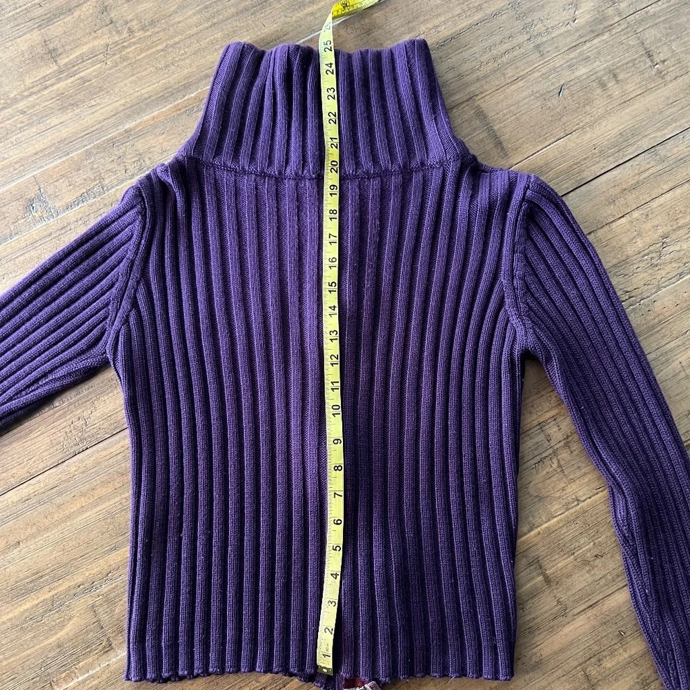 Purple Ribbed Zip Up Cardigan - Picture 11 of 11